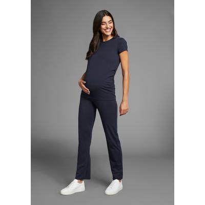 Umstands-Set NEUN MONATE "2tlg. Set T-Shirt + Leggings für Schwangerschaft und Stillzeit", Damen, Gr. 40/42, blau (marine, marine), Jersey, Obermaterial: 95% Baumwolle, 5% Elasthan, unifarben, modisch, KOB Set-Artikel, T-Shirt und Leggings einzeln... Image