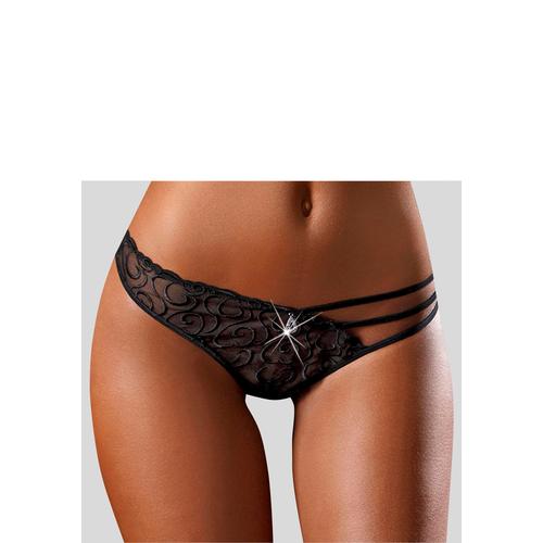 String LASCANA Gr. 44/46, schwarz Damen Unterhosen mit aufregender Stickerei, sexy Dessous, Reizwäsche