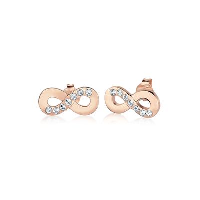 Paar Ohrstecker ELLI "Infinity Symbol Kristalle 925 Sterling Silber", rosa (rosegold, weiß), Ohrringe, Damen, OneSize,mi