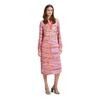 Druckkleid BETTY BARCLAY "Betty Barclay Casual-Kleid mit Stehkragen", Damen, Gr. 48, Normalgrößen, bunt (rosa, violett), Obermaterial: 100% Viskose., feminin, figurumspielend lang, Rundhals, Langarm, Kleider, Druck