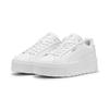 Sneaker PUMA "Karmen II Leather Sneakers Damen", Gr. 41, weiß (weiß silber metallic), Obermaterial: Kuhleder, Textil, Synthetik; Futter: Textil; Innensohle: Textil; Laufsohle: Gummi, Schuhe