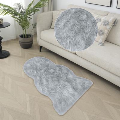 Hochflor-Teppich MY HOME "Kalua, verschiedene Formen" Gr. 71, silber (silberfarben), B:60cm H:60mm L:180cm, Kunstfaser, Teppiche, Kunstfell, weich, Uni-Farben, Wohnzimmer, Schlafzimmer, Esszimmer Image