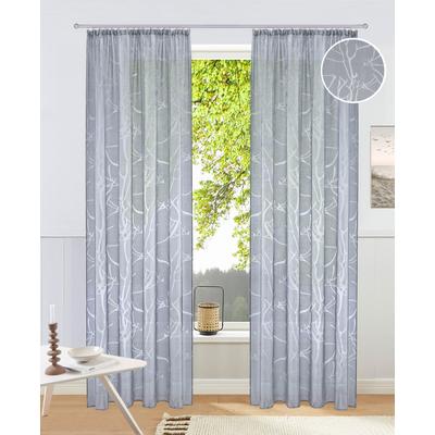 Gardine MY HOME "Anna" Gr. 4, grau, B:140cm H:245cm, Ausbrenner, Polyester, Viskose, Gardinen, Viskose, Polyester, Äste-Motiv Image
