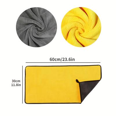 TEMU Thick Plush Microfiber Towel - Super Absorbent Quick-dry Car Detailing Cloth With , Large Rectangular Cleaning Towel For , Kitchen, Bathroom, Outdoor & Household Use, Durable Scrubbing Cloth Image