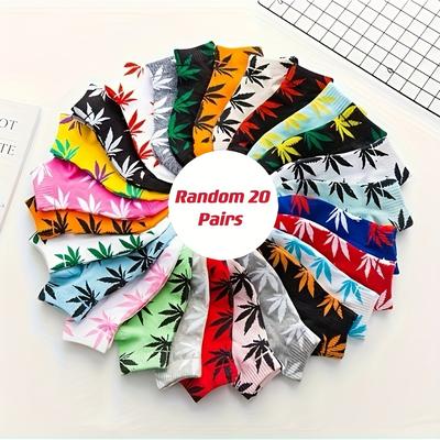 TEMU 20 Pairs Maple Leaf Print Socks, Casual & Sports No Show Ankle Socks, Women's Stockings & Hosiery