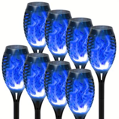 TEMU Solar Lights Outdoor Solar Flame Lights For Garden Decor, Solar Landscape Lights Decorative For Lawn Yard Pathway Blue