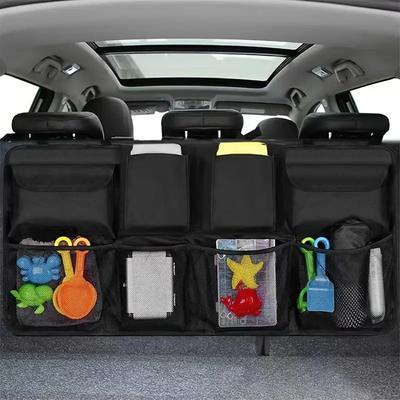 TEMU Versatile Car Organizer With Adjustable Mesh Pockets - Waterproof, Fit Storage Box For Trunk & Seat Gaps - Perfect Auto Interior Accessory & Gift Trunk Organizer For Car