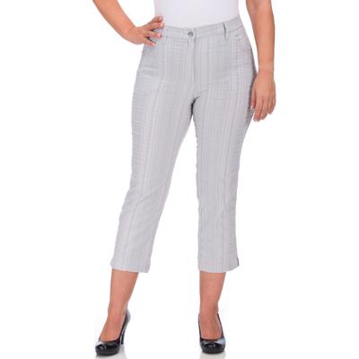 7/8-Hose KJBRAND "BEA 7/8", Damen, Gr. 50, N-Gr, silber (silberfarben), Web, Obermaterial: 47% Baumwolle, 45% Polyester, 6% Viskose, 2% Elasthan, casual, figurumspielend 7/8-Länge, Hosen, bügelfrei Image