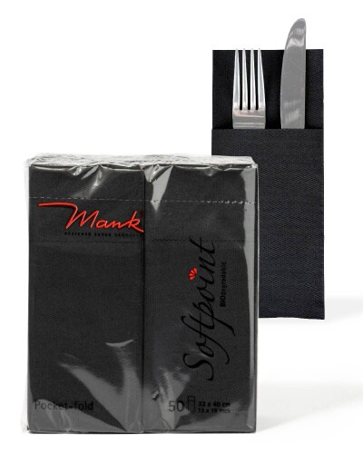 Mank Softpoint "Pub" Besteckservietten Schwarz, 40 x 33 cm, 900 Stück - voller Karton Image
