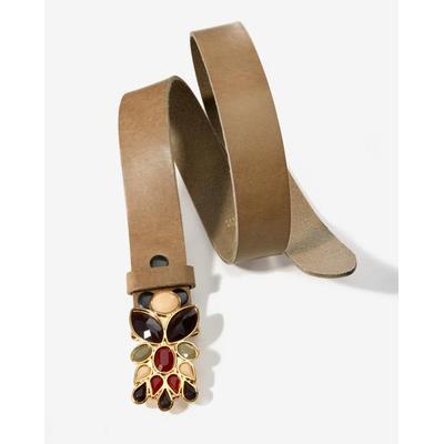 Boston Proper - Mushroom Neutral - Catania -Colored Gem Buckle Belt - XL