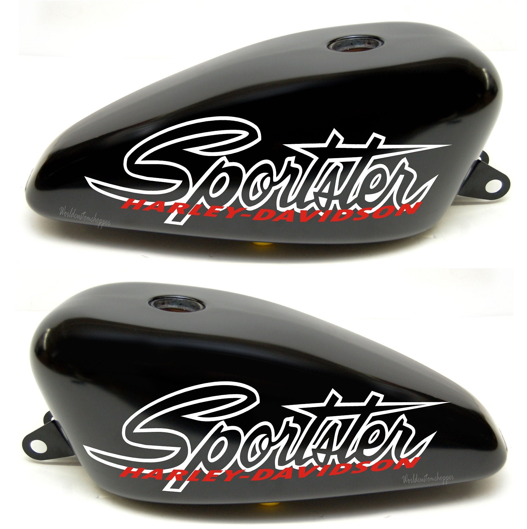 2 Adesivi serbatoio moto Worldcustom compatibile con Harley Davidson Sportster
