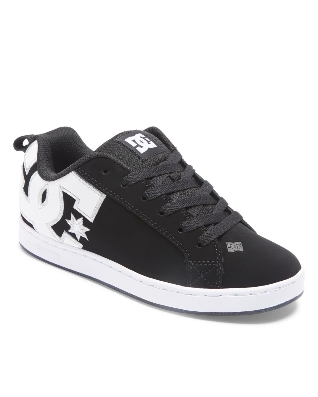 Sneaker DC SHOES "Court Graffik", Gr. 11(43), schwarz-weiß (schwarz, weiß stencil), 55.99% Leder, 43.71% Synthetikmaterial, 0.3% TPU, Schuhe