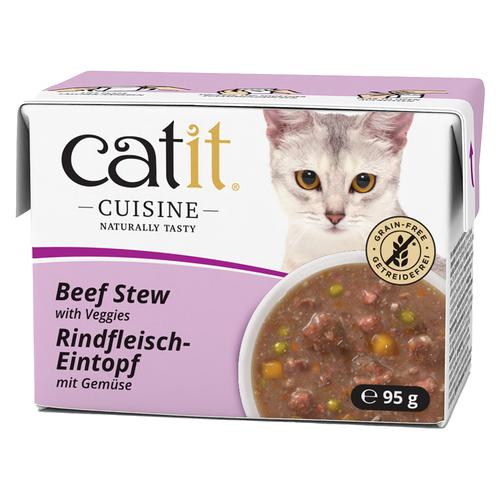 24x95g Catit Cuisine Eintopf Rind mit Gemüse Katzenfutter nass