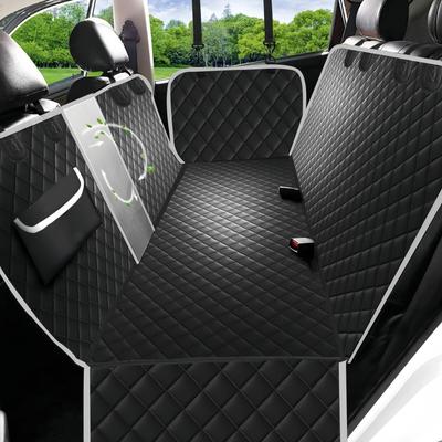 TEMU Dog Seat Cover With Mesh Viewing Window & Storage Pocket, Scratchproof Nonslip Pet For Auto, Truck, Suv - Universal Fit Vehicle Dog With Seat Anchors And Seat Belt