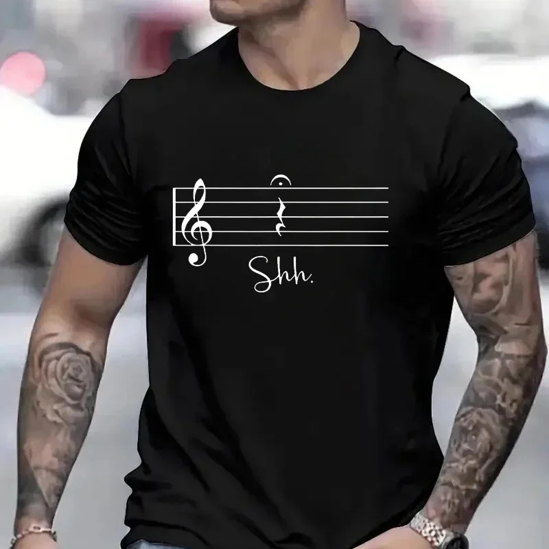 T-shirt da uomo con note musicali T-shirt grafiche divertenti Streetwear T-shirt a maniche corte T-shirt oversize per amanti della musica Harajuku Abbigliamento da uomo