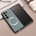 Per Samsung Galaxy Z Fold 7 6 5 4 3 Custodia in tessuto modello Magsafe Custodie magnetiche per Galaxy Z Fold6 Fold7 Cover di ricarica wireless