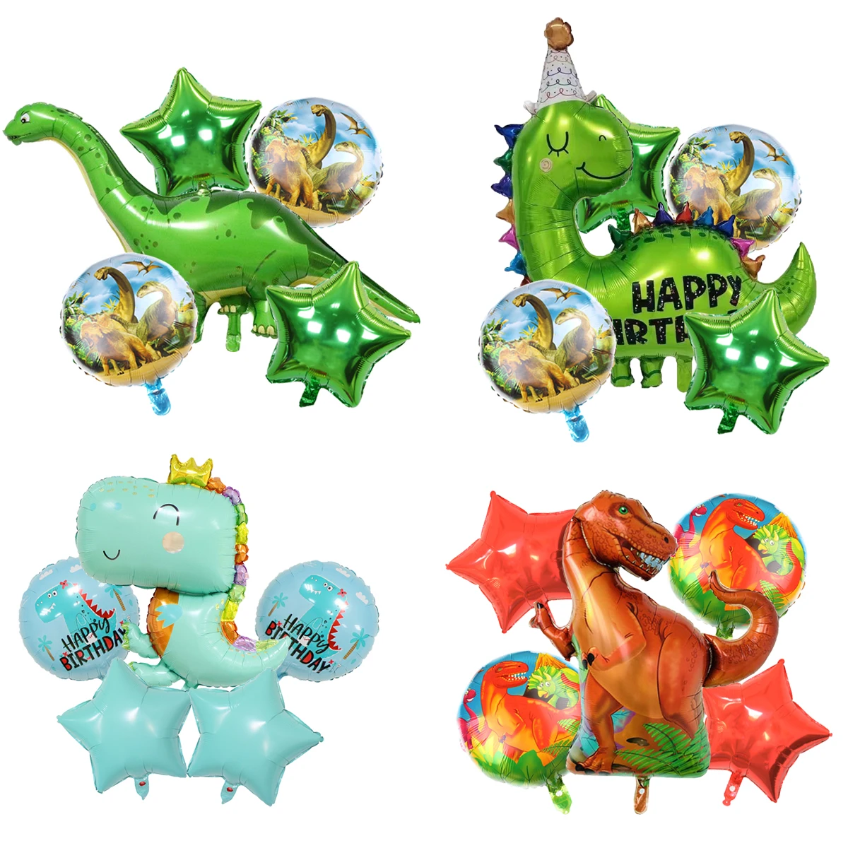 5pcs Dinosaur Foil Balloons Set Birthday Dinosaur Tyrannosaurus Dinosaur Jurassic Period Theme Party Birthday Party Decorations