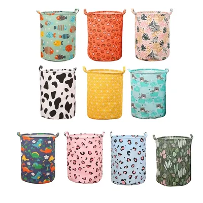 Y1UU Laundry Basket Foldable Cartoon Storage Basket Laundry Hamper with Handles Baby Children Toy Laundry Organiser Bag