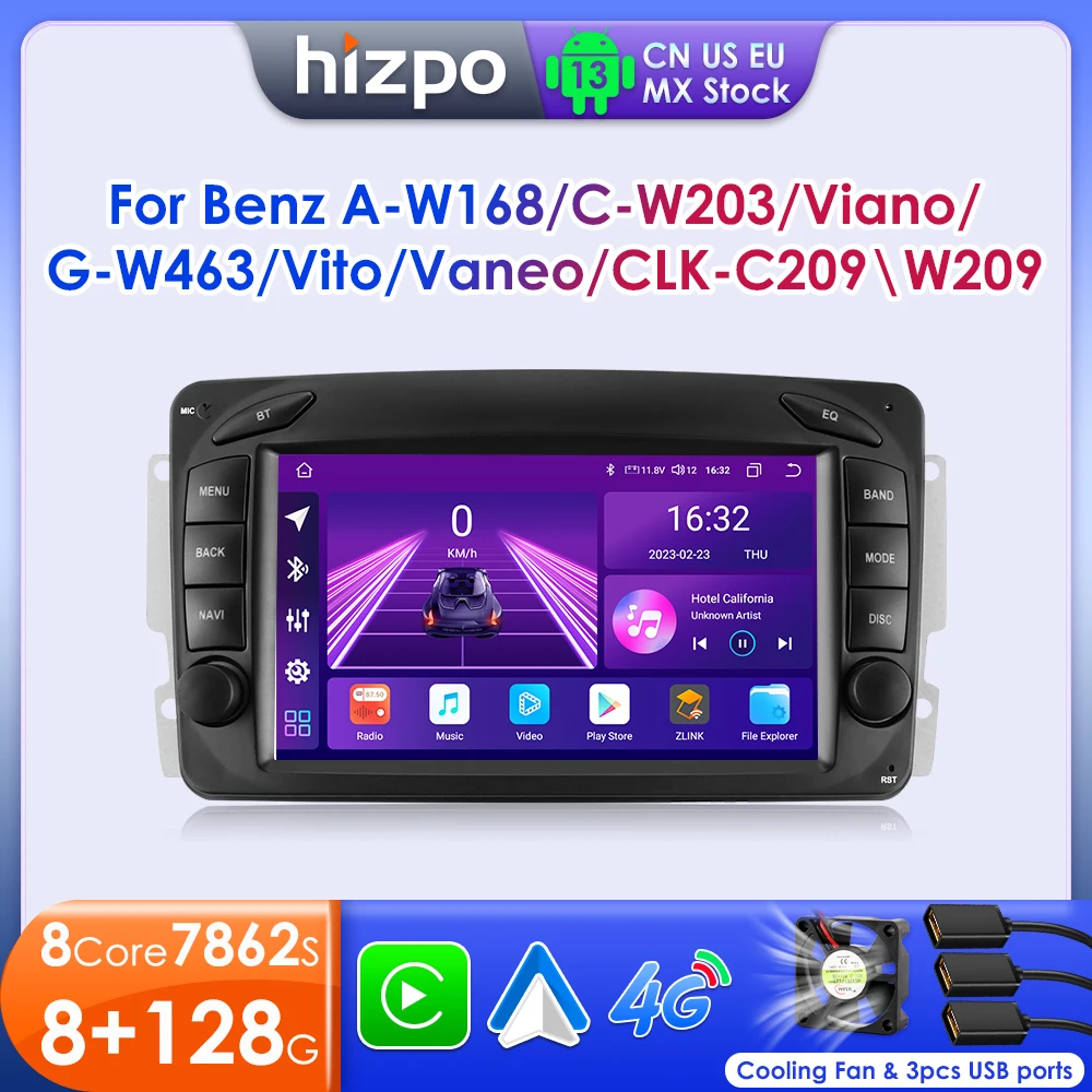 Hizpo 4G Drahtlose Carplay Für Mercedes Benz CLK W209 W203 W463 W168 2Din Auto Multimedia Player Stereo Radio GPS Navigation RDS