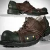 Herren Vintage Schnür Derby Schuhe runde Zehen klobige Absätze lässiges Design britischen Stil Schuhe Cowboy neuen Stil große Schuhe