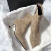 Spitz Frauen Socke Kurze Stiefel Mode Seite Reißverschlüsse Schlanke Ankle Booties Thin High Heel Herbst Winter Damen Schuhe