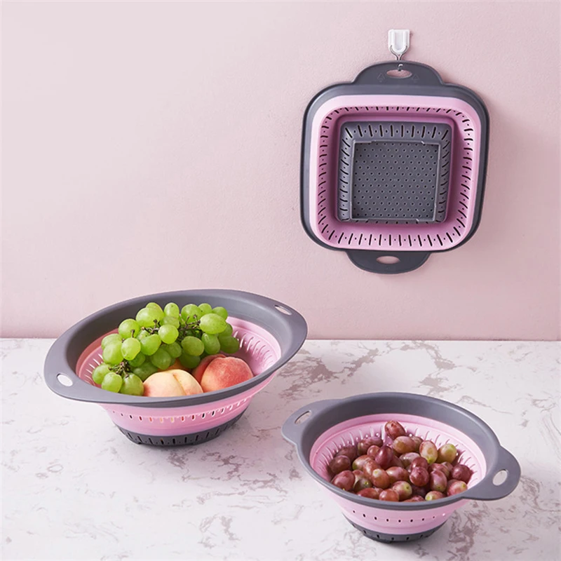 Panier de rangement de cuisine pliant en Silicone, égouttoir multi-usage pour fruits et légumes, organisateur de vidange de cuisine pliable, Gadgets de cuisine