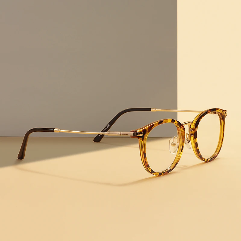 TR90 Männer Frauen Leichte Vintage Brillen Rahmen Runde Kunststoff Leopard Klare Brille Für Optische Brillen Image