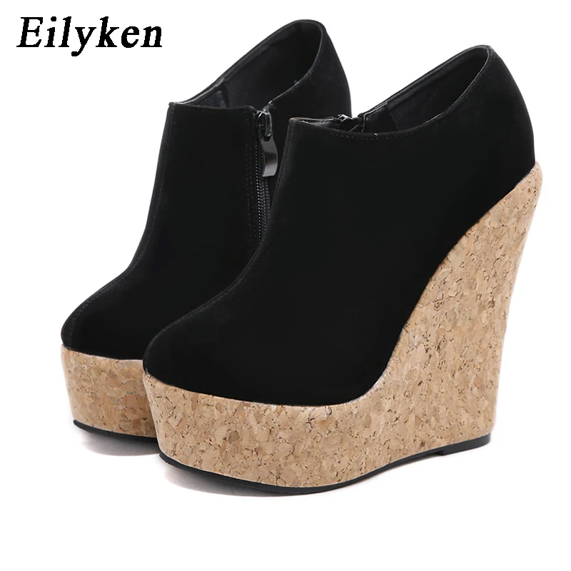 Eilyken Frühling Herbst Mode runde Zehen Reiß verschluss Kork Plattform Keile Absätze Sandalen Panto letten sexy Frau Pumps Schuhe Zapatos Mujer