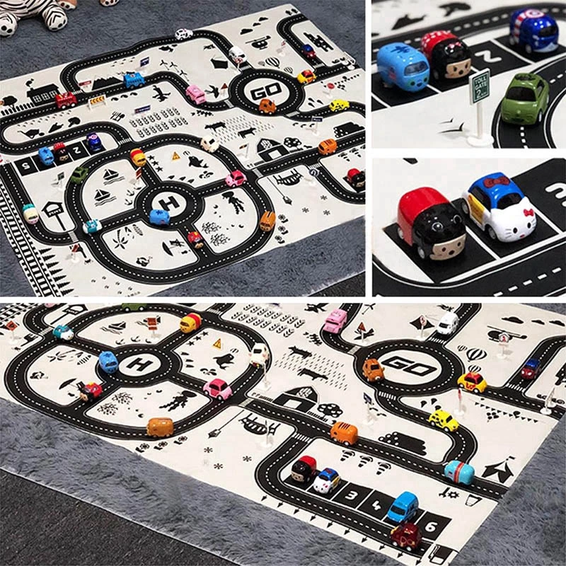130 * cm Straßenkarte Teppich für Kinder Parkplatz Roadmap 83*58cm Stadtverkehr Karte der Straße Teppich Verkehrs zeichen Baby Spiel matte Spielzeug