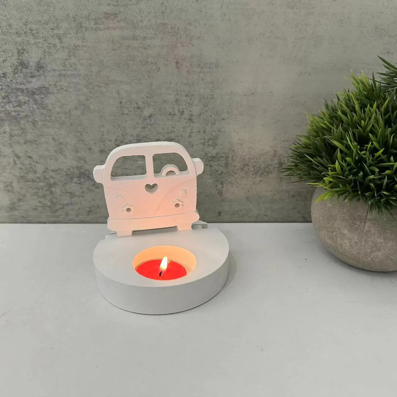 DIY Nette Schule Bus Plug-In Kerzenhalter Silikon Form Auto Kerzenhalter Halterung Gips Tropfen Kleber Handgemachte Hause Dekoration form Image