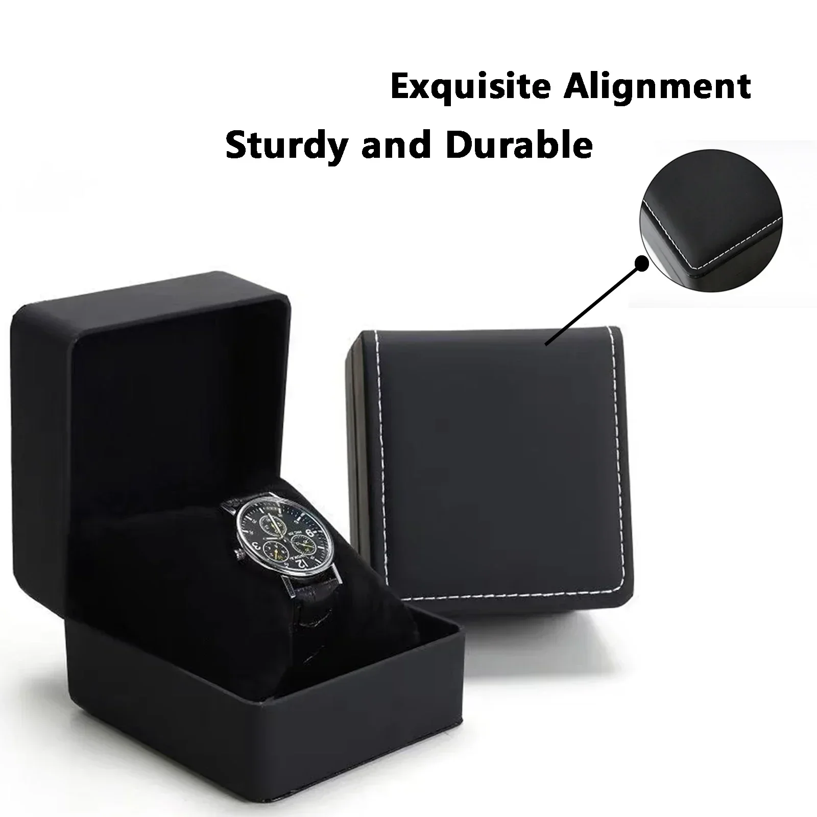 Lnofxas-Coffret cadeau de montre-bracelet en cuir PU avec oreiller pour homme, vitrine de montre-bracelet, à clapet, noir, unique