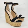 Zhima Frauen Sandalen Plattform Keile Knöchel riemen offene Zehen Faux Wildleder Kork Print Party Damen Schuhe Frau Größe 41 45 48 52
