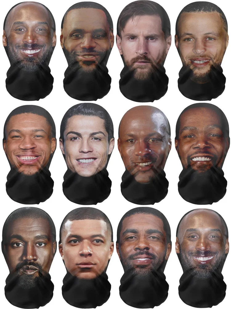 Neue 3D-gedruckte Kanye-Maske, elastische Mesh-Vollgesichtsmaske für Männer und Frauen, Cosplay-Kopfbedeckung, Hip-Hop-Mode, Sturmhaube, Kapuze, Kopfbedeckung Image