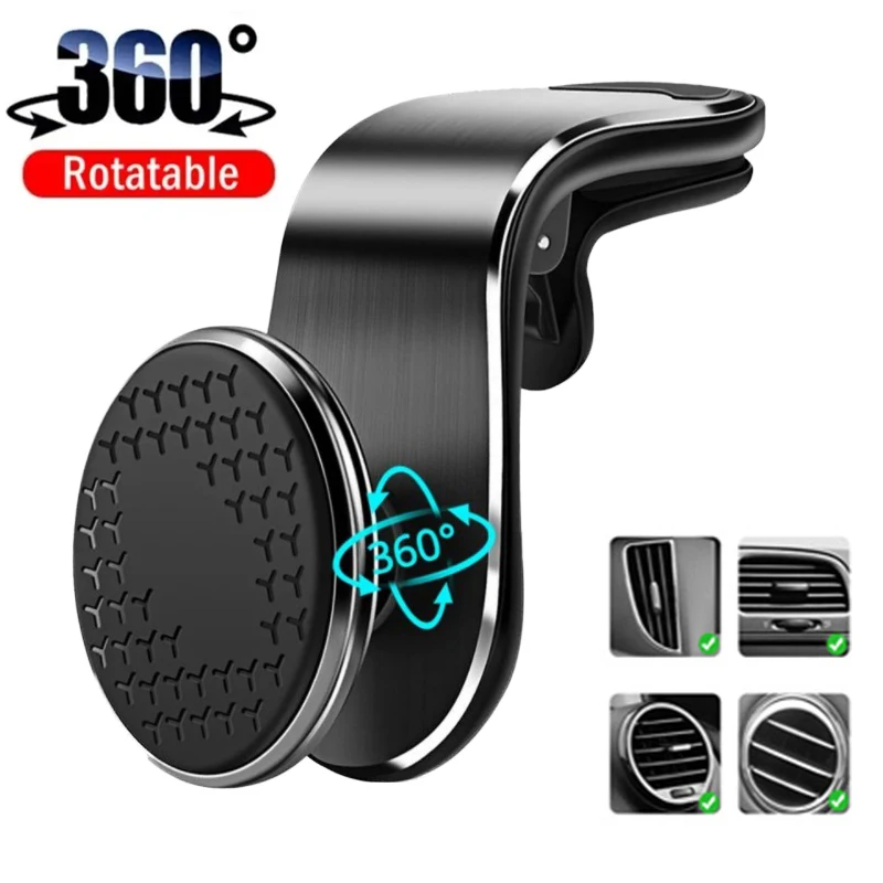 Support Magnétique de Téléphone Portable pour Voiture, Montage sur Grille d'Aération, GPS, Smartphone, Rotation Rapide
