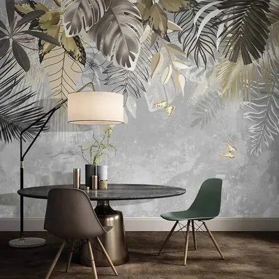 Benutzerdefinierte Wandbild Tapete Nordic Ins handgemalte 3D abstrakte Linie Pflanze tropischen Image