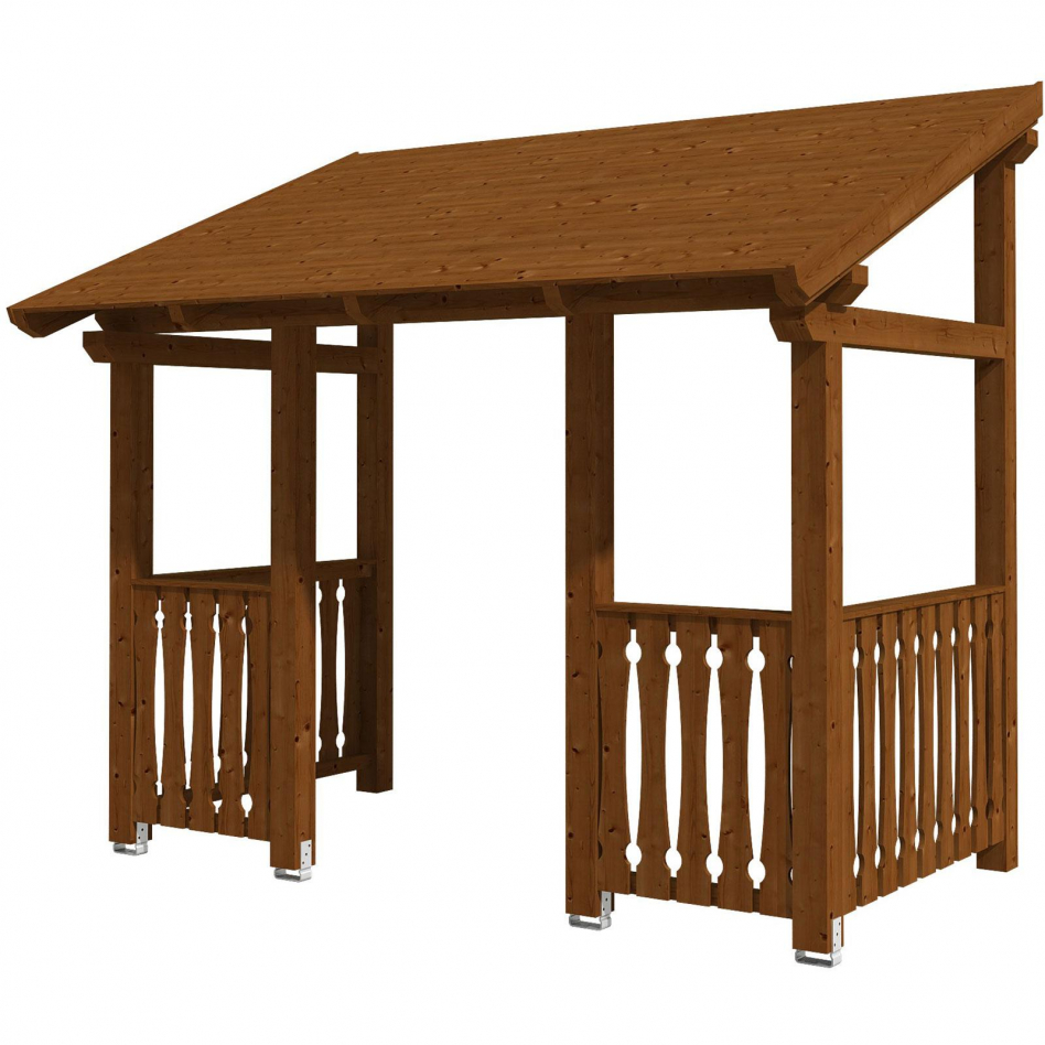 Skan Holz Vordach Paderborn Dach mit Brüstung Nussbaum, Typ 8 Image