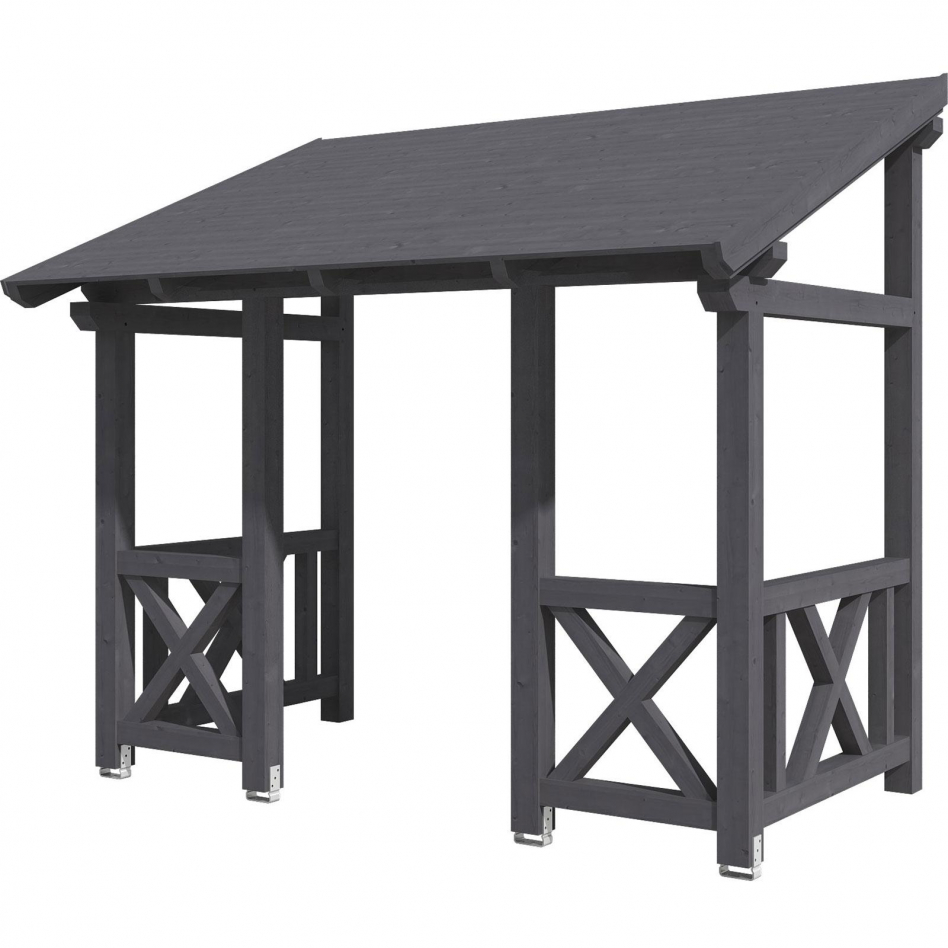 Skan Holz Vordach Paderborn Dach mit Brüstung Schiefergrau, Typ 7 Image