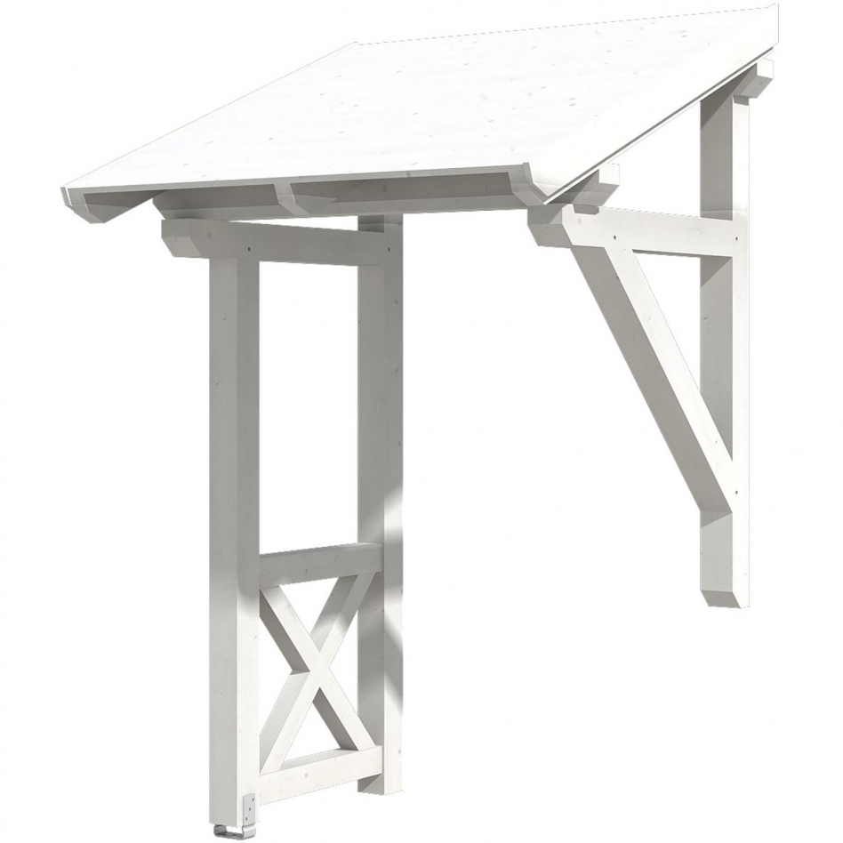 Skan Holz Vordach Potsdam Dach mit Seitenteil Weiß, Typ 3 Image