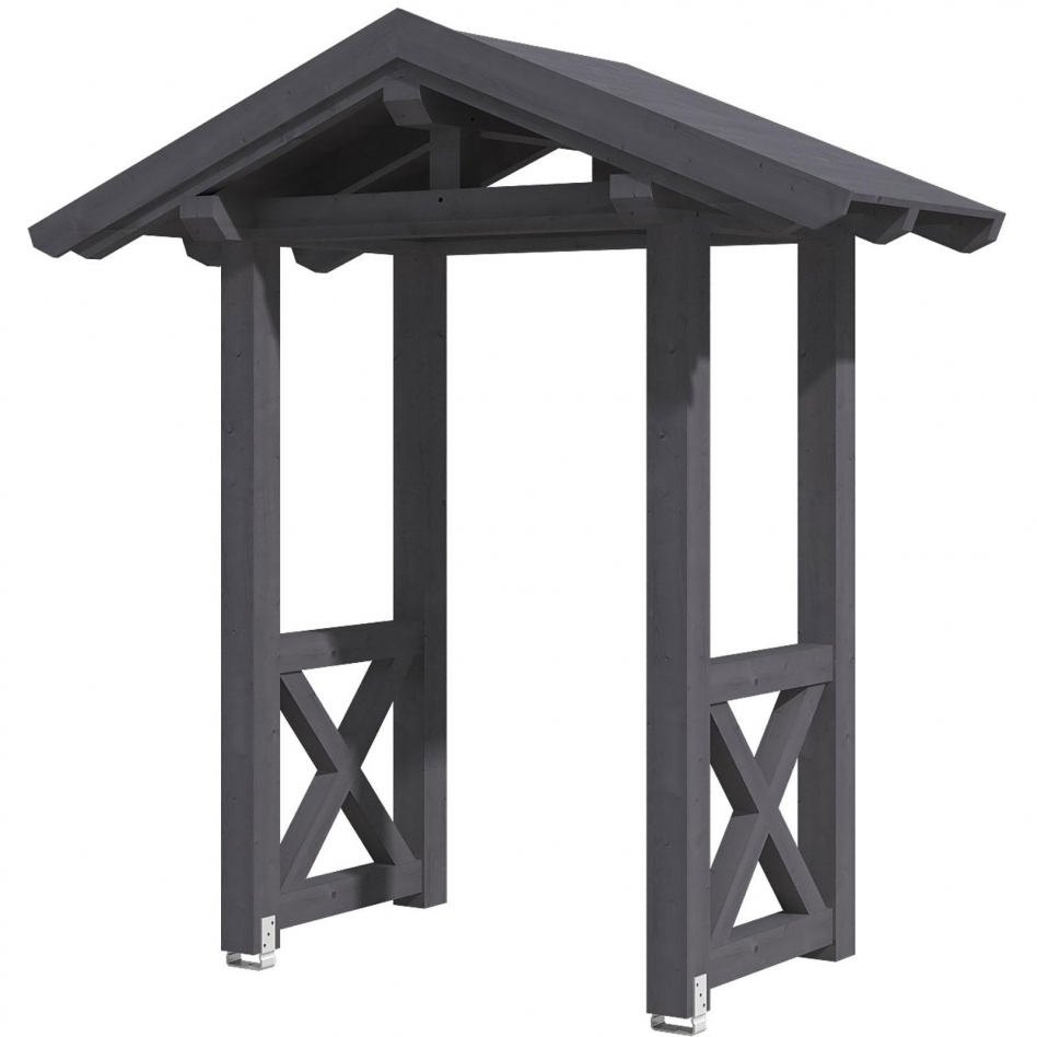 Skan Holz Vordach Siegen Dach mit Seitenteil Schiefergrau, Typ 4 Image