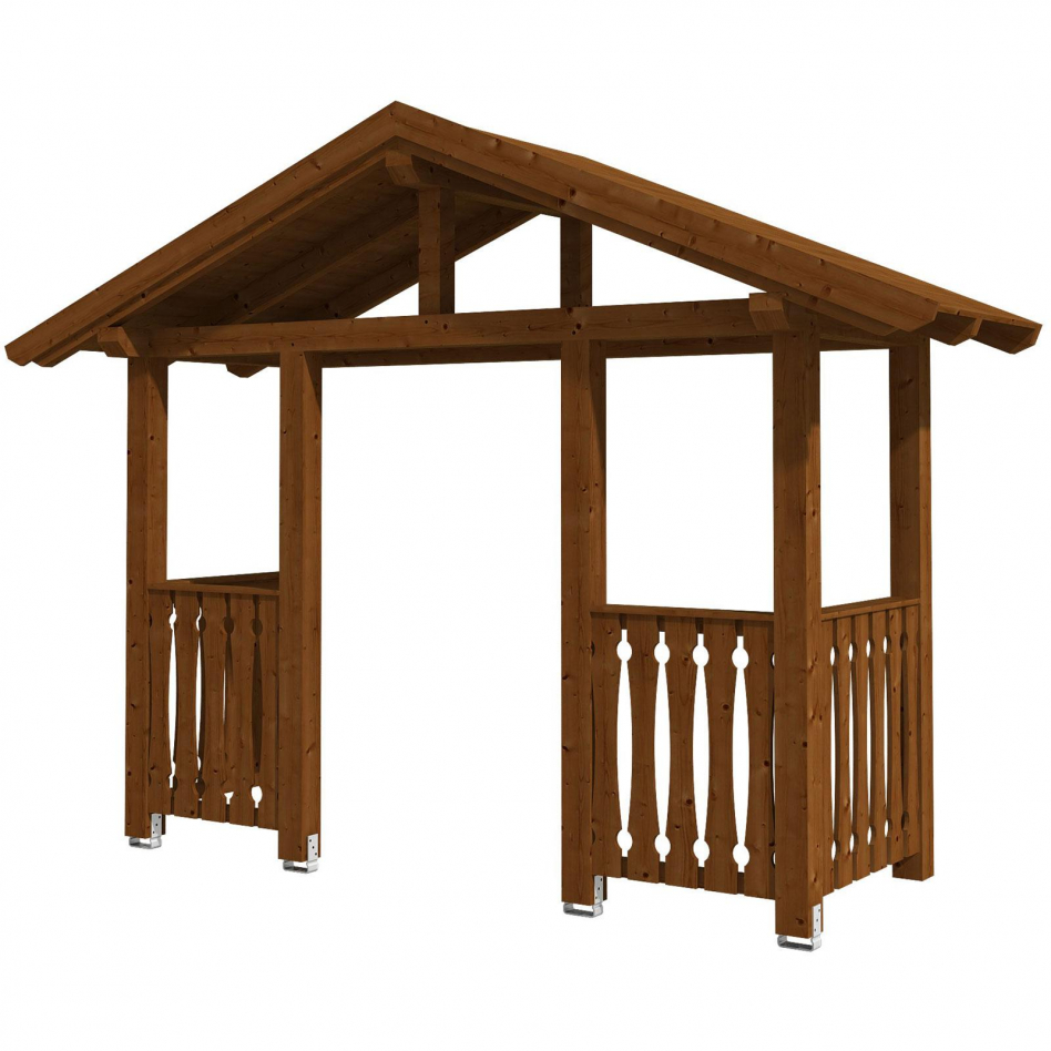 Skan Holz Vordach Stralsund Dach mit Brüstung Nussbaum, Typ 6 Image