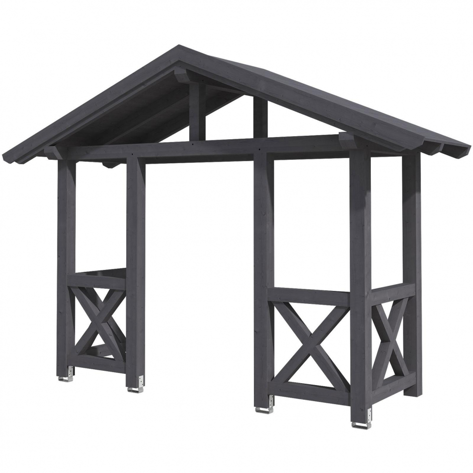 Skan Holz Vordach Stralsund Dach mit Brüstung Schiefergrau, Typ 5 Image