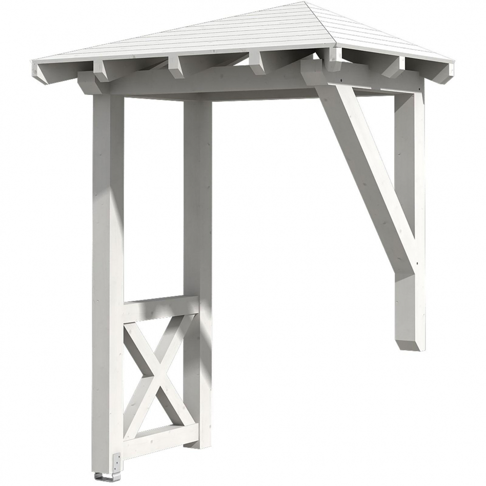 Skan Holz Vordach Wesel Dach mit Seitenteil Weiß, Typ 3 Image