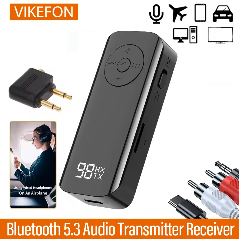 Auto Bluetooth 5,3 Audio Sender Empfänger 3,5mm Buchse mit drahtlosem PC Kopfhörer Stereo Wireless Adapter für TV-Flugzeuge verkabelt Image