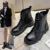 Frauen stiefel herbst winter hohe Kampf stiefel frauen Plattform frauen Lace Up Frau Schuhe Winter Biker Ankle frauen militär Stiefel