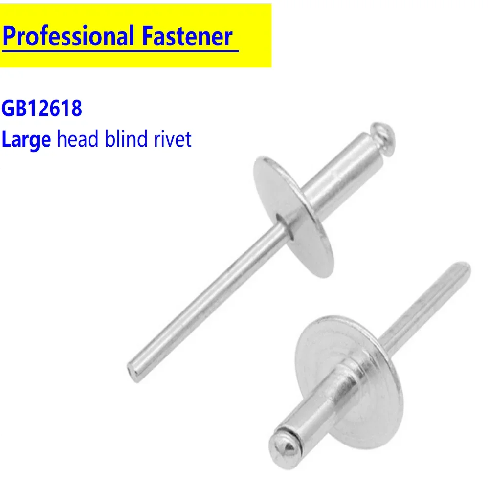 Blindnieten mit großem Flansch, Kuppelkopf aus Aluminium und Stahl, Bremsdorn, Blindniete, Nagel Pop Remaches Rebites-Befestigungselement M4,8 3/16 Image