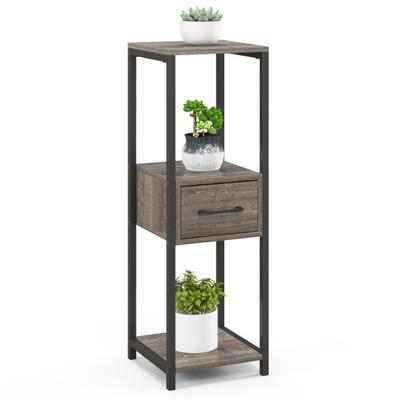 Costway 3 Tier Tall Metal Plant Stand with Drawer for Balcony Office-Gray