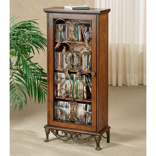 Caydena Scroll DVD Cabinet Regal Walnut , Regal Walnut
