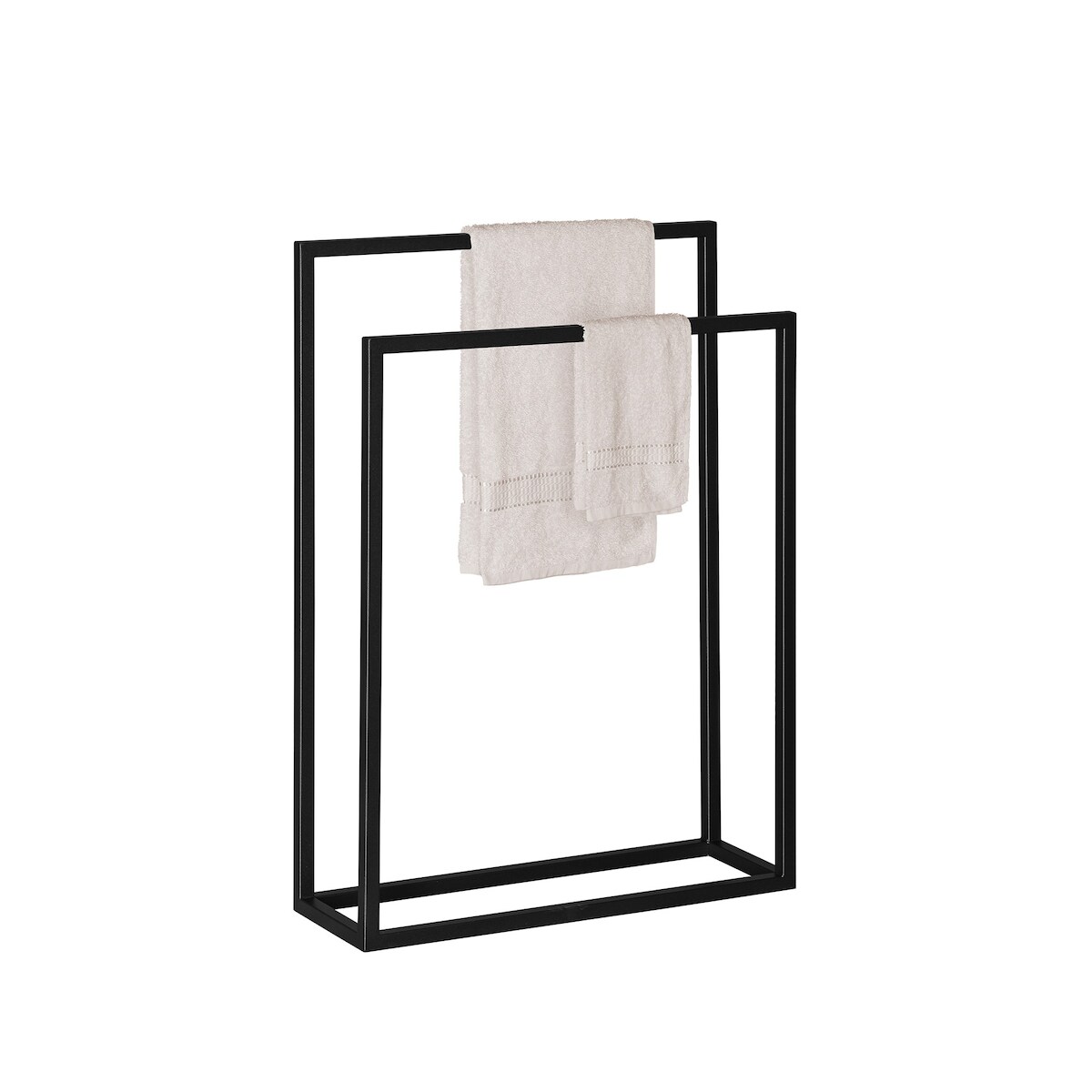 KS Handel 24 Stabiler Handtuchständer 2 Arme Schwarz 40 cm Breite - keine Montage nötig - Kleiderständer Image