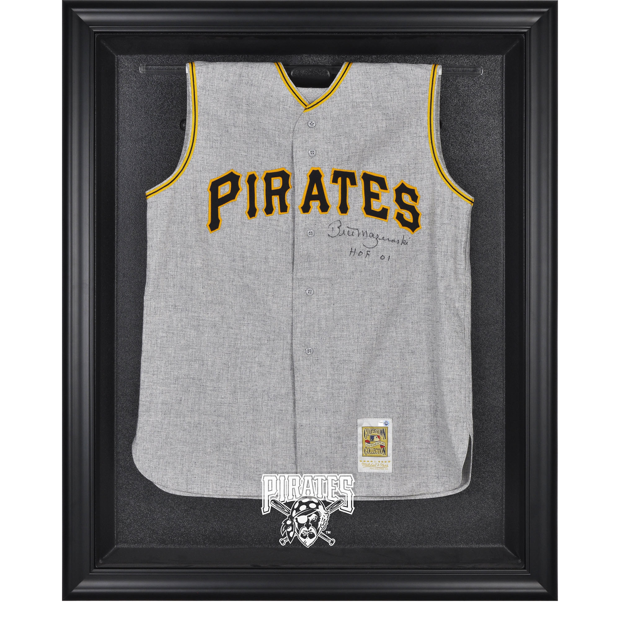Vitrine mit Logo-Trikot in schwarzem Rahmen der Pittsburgh Pirates Image
