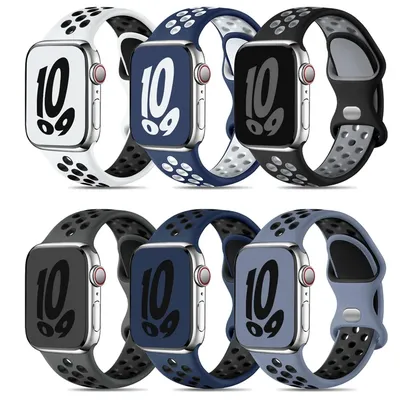Sport Strap for Apple Watch Band 44mm 40mm 42-38-41mm 45 mm Air-hole Silicone Bracelet iWatch Series